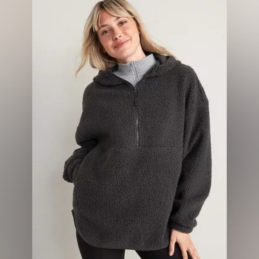 Cozy Sherpa Half-Zip Tunic Hoodie